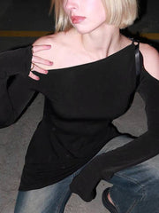 Stylish Lace-Up Asymmetrical Neck Dress