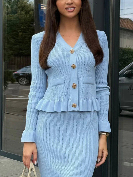 Hollow Knit Long Sleeve Cardigan