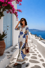 Vacation Floral Print Backless Slim Maxi Dress