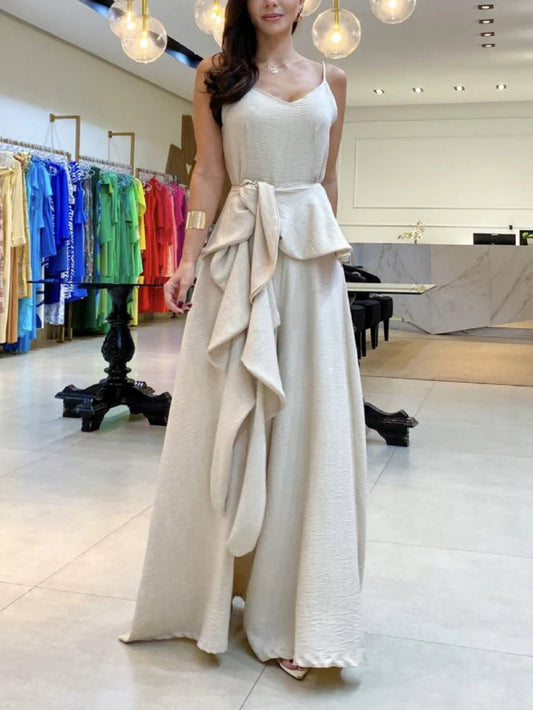 Sleeveless Ruffled Suspender Jumpsuit