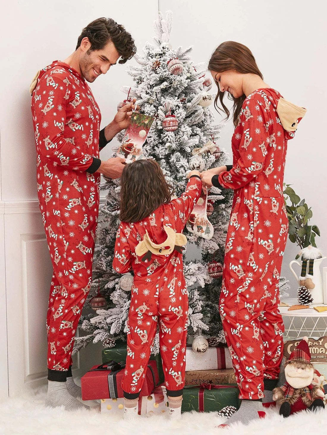 Multicolor Holiday Family Hooded Onesies