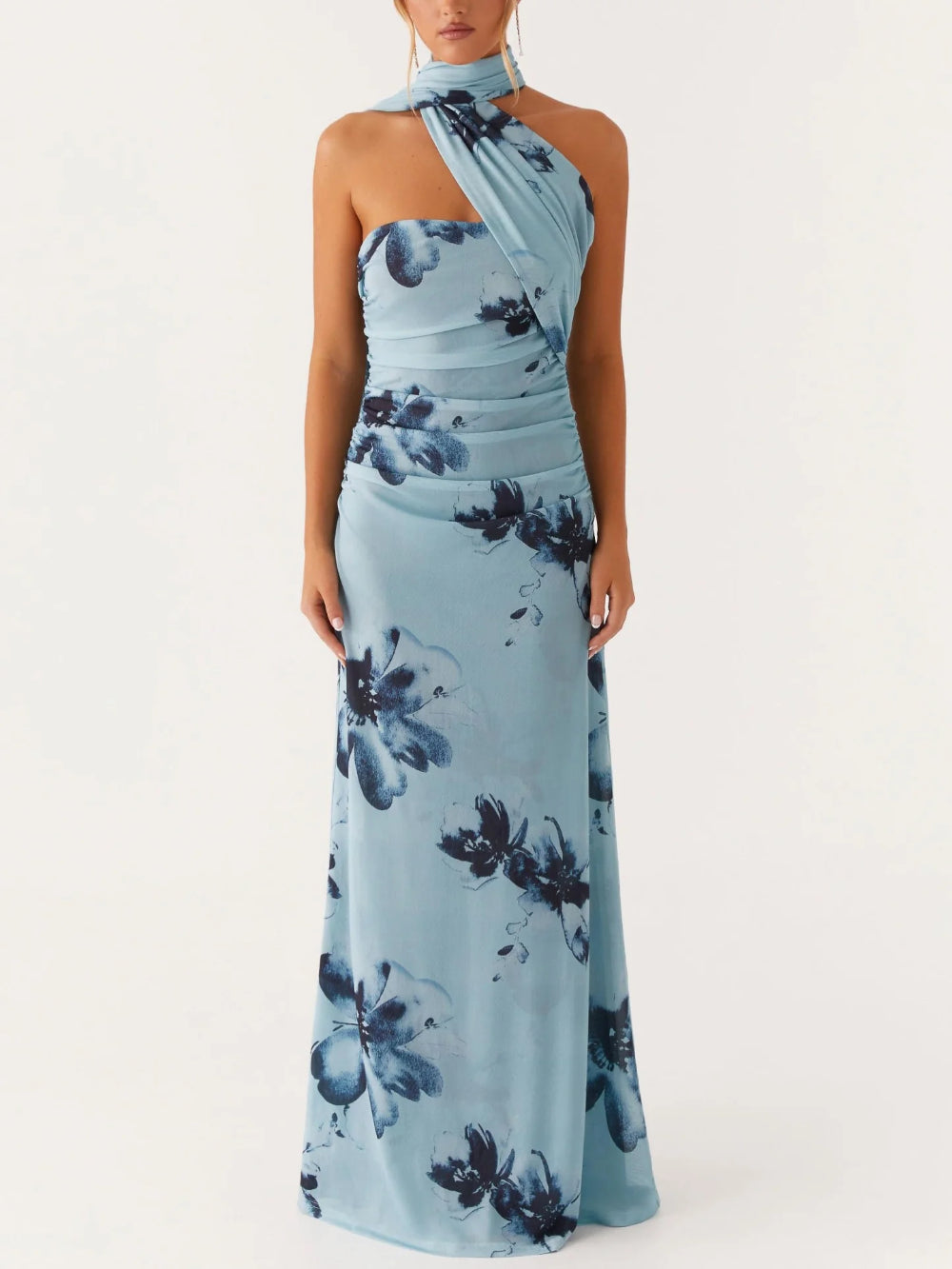 Floral Print Off-the-shoulder Maxi Dress