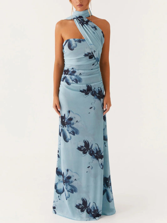 Floral Print Off-the-shoulder Maxi Dress