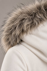 Fur Trim Velvet Crop Hoodie Pants Set