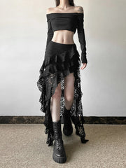 Tassel Lace Ruffle Skirt