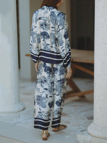 Satin Jungle Floral Print Set