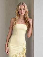 Strapless High Slit Backless Bodycon Slim Fit Elegant Prom Dress