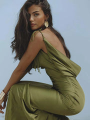 Green Spaghetti Strap Maxi Dress