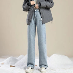 High Waist Fleece Jeans