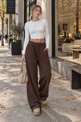 Drawstring Wide-Leg Sweatpants