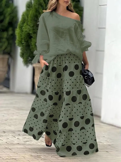 Asym Neck Polka Dot Set