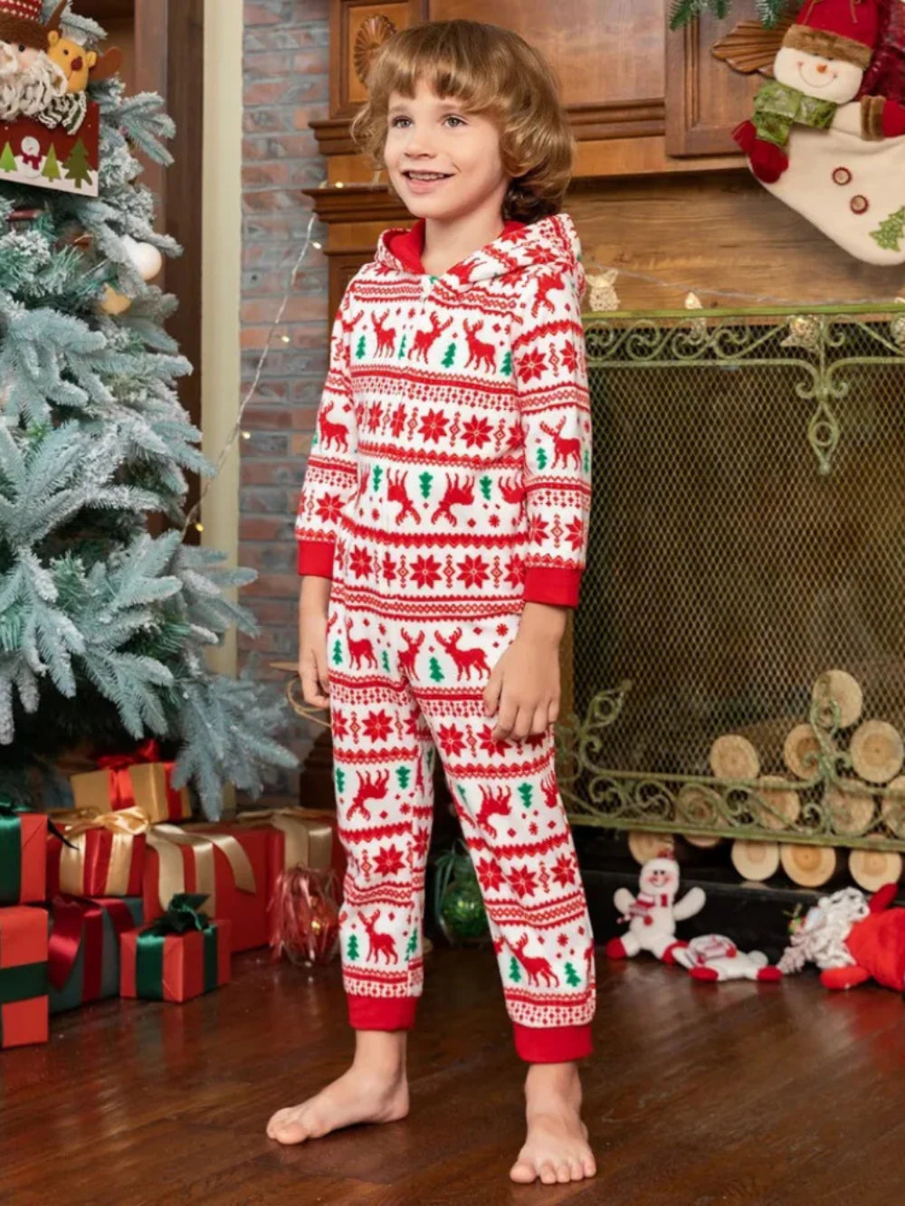 Christmas Elk Hooded Family Onesie