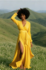 DressBetty - 2024  Bohemian Deep V-Neck Split Swing Boho Dress