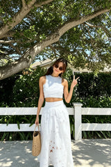 Lace Hollow Out Loose Beach Two Piece Boho Dress