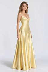 Satin Spaghetti Strap Flared Maxi Dress