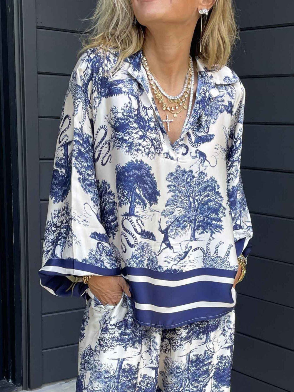 Satin Jungle Floral Print Set