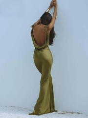 Green Spaghetti Strap Maxi Dress
