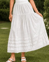 Lace Panel Asymmetrical Maxi Skirt