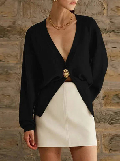 Knitted V-Neck Button Cardigan