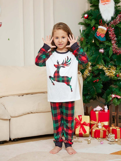 Christmas Checkered Deer Family Pajama Set