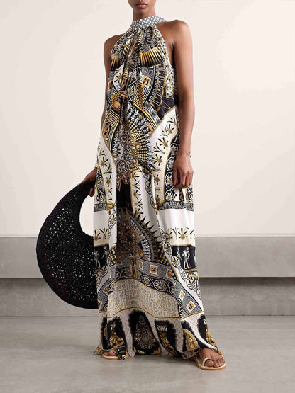 Vintage Sweet Waist-Cinched Maxi Dress