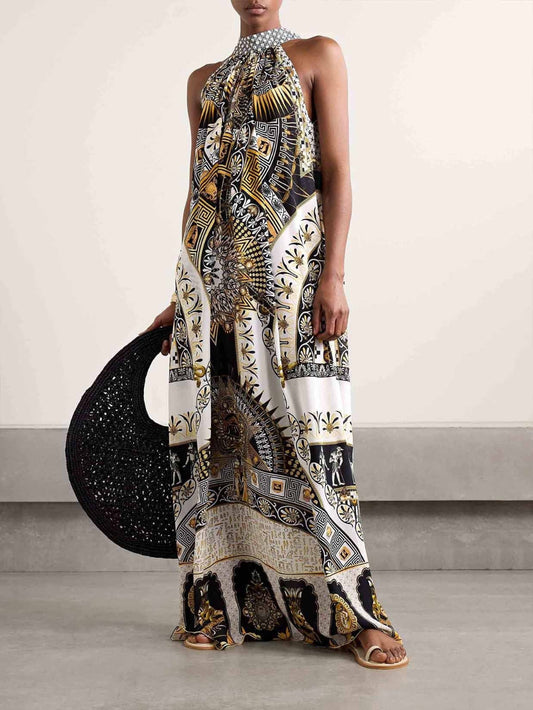 Vintage Sweet Waist-Cinched Maxi Dress