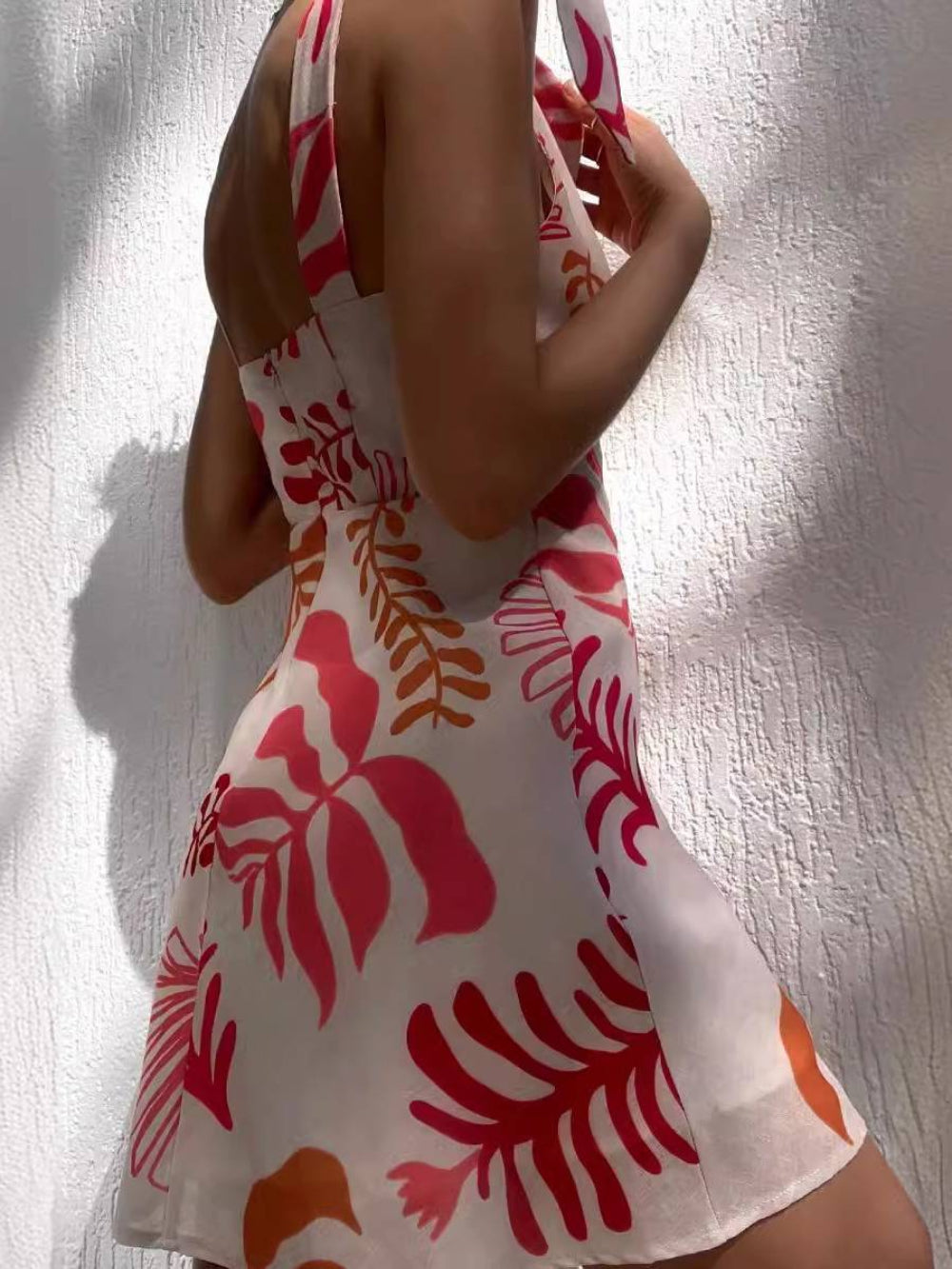Sexy Floral Tie Mini Dress