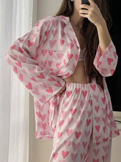 Long Sleeve Heart Pajama Set