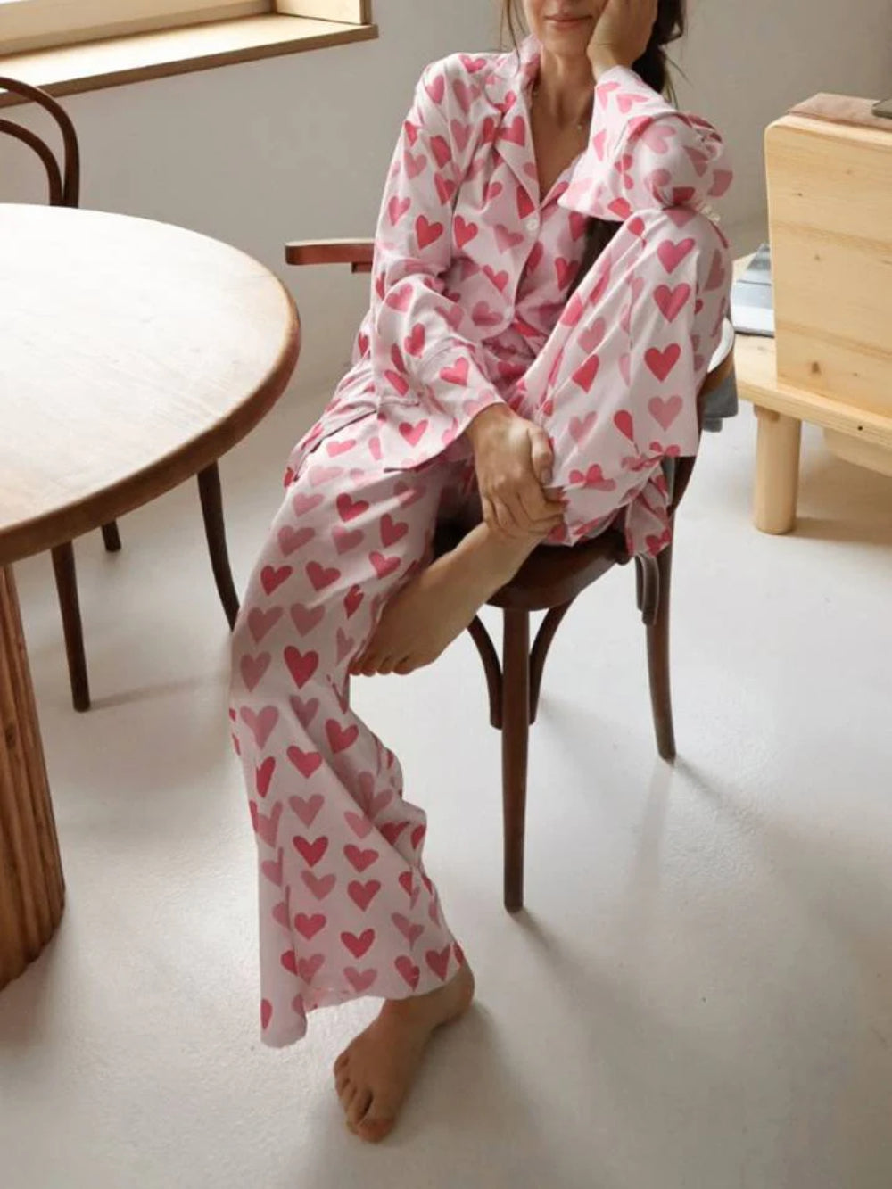 Long Sleeve Heart Pajama Set
