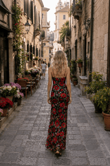 Printed V Neck Slim Fit Vacation Dress