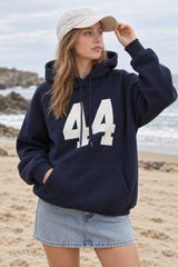 Number Graphic Oversized Pullover Hoodie