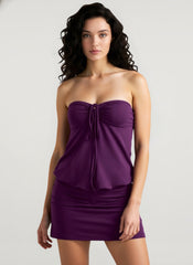 Sexy V Neck Wrap Tie Bodycon Mini Dress