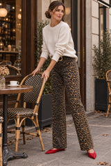 Leopard Chic Straight Leg Jeans