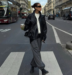 Stand Collar Leather Jacket