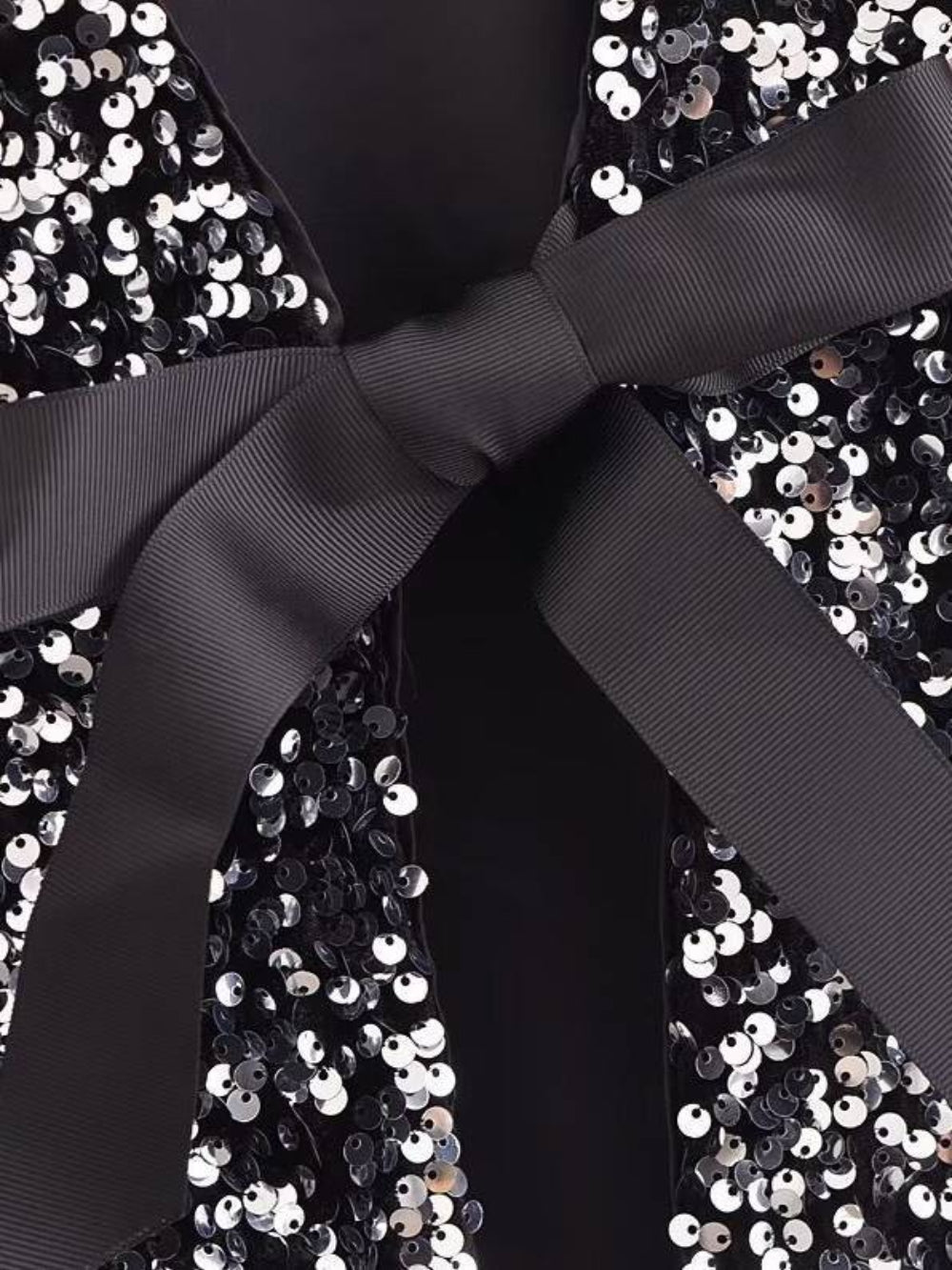 Short Sleeve Sequin Bow Blouse