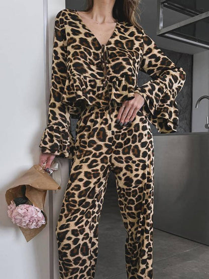 Long Sleeve Leopard Pajama Set