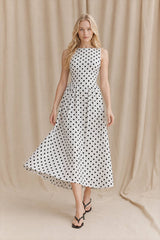 Chic Polka Dot Sleeveless Maxi Dress