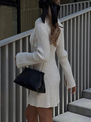 Classic Bell Sleeve Versatile Mini Sweater Dress