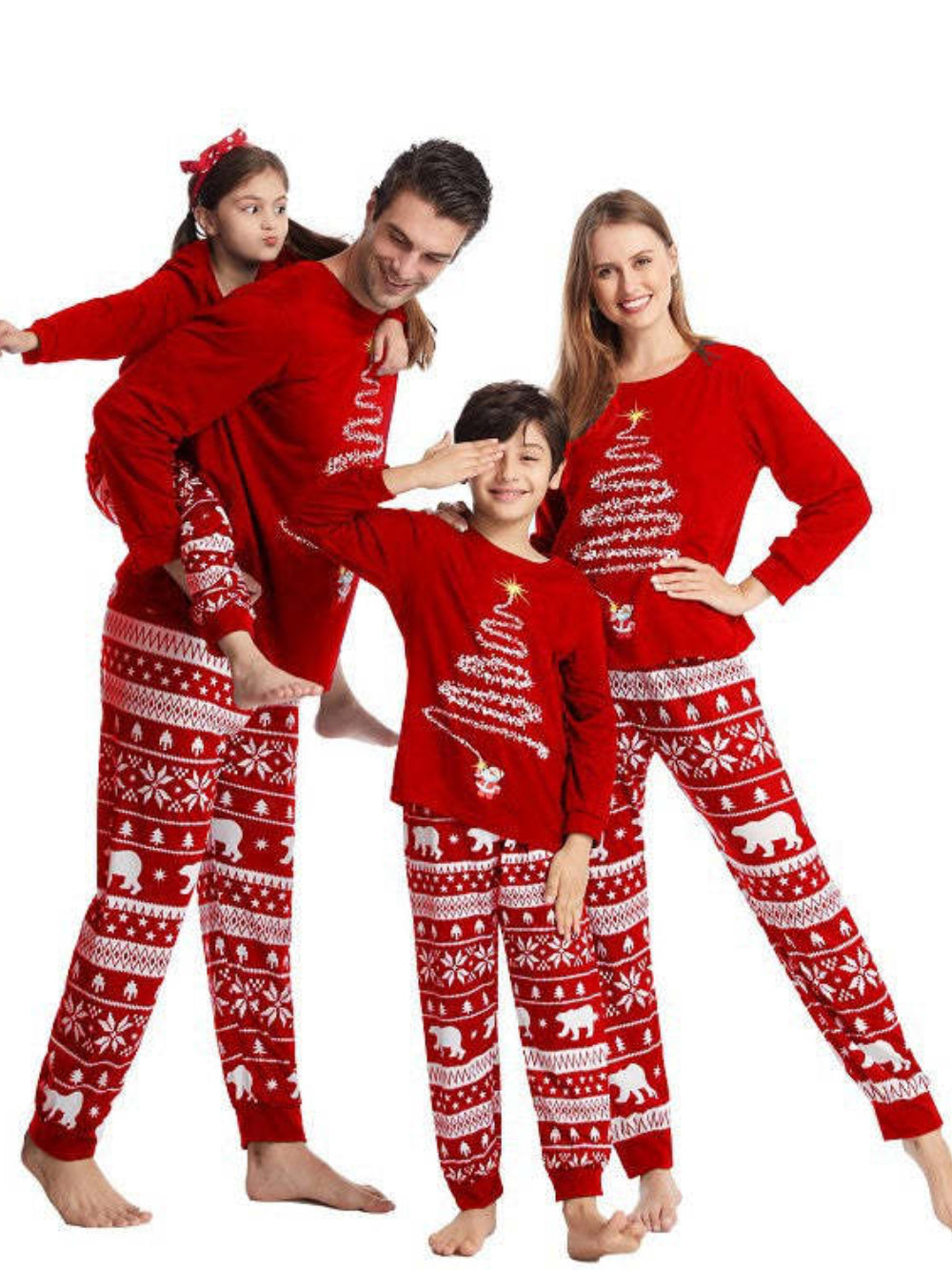 Red Christmas Tree Family Pajama Set