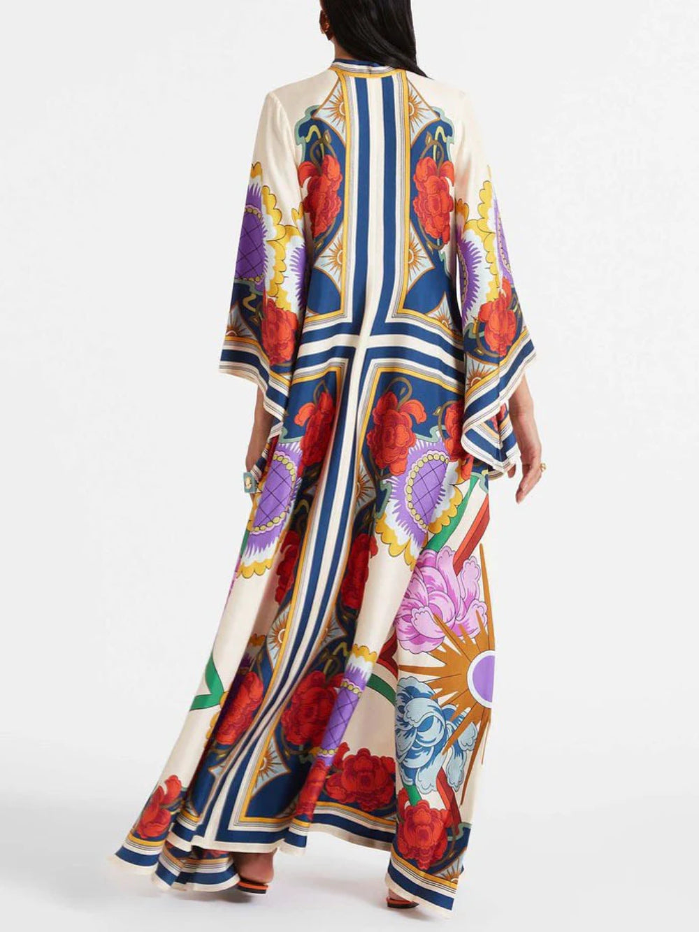 Floral Flared Dress with Tie Collar