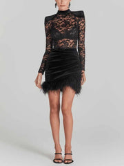 Elegant Lace Sheer Mini Dress