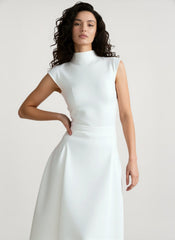 Solid Sleeveless Ruched Waist Elegant Dress