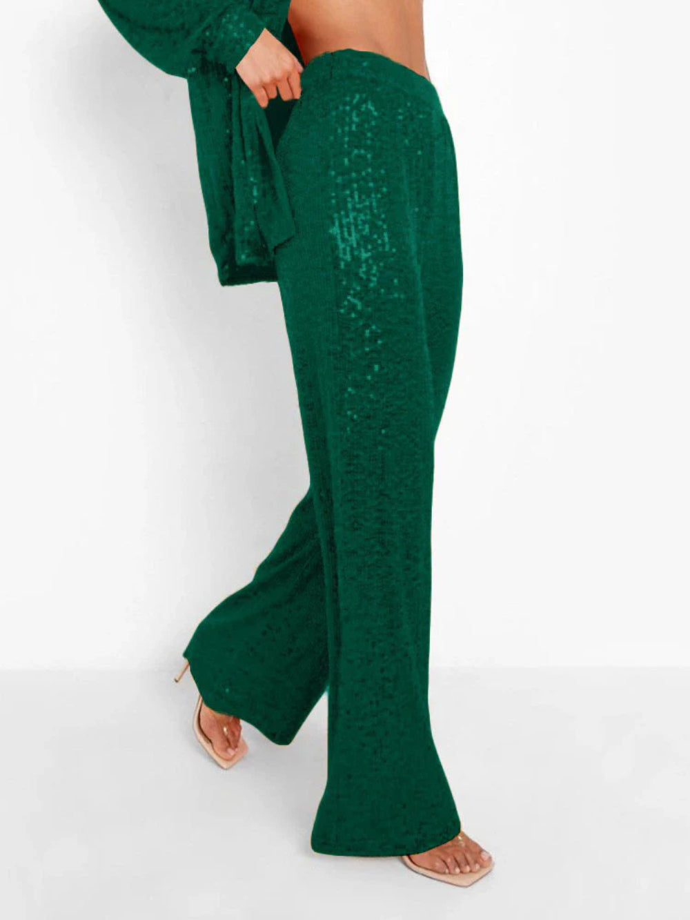 Sequined Wide-Leg Pants