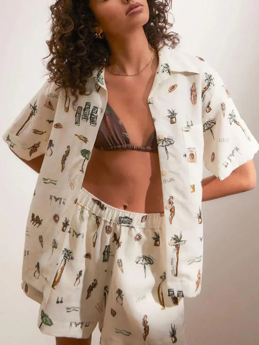 Loose Fit Printed Shorts Set