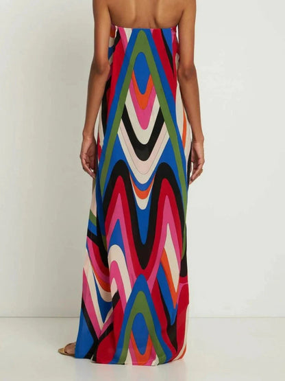 Off-Shoulder Printed Side Slit Jumpsuit