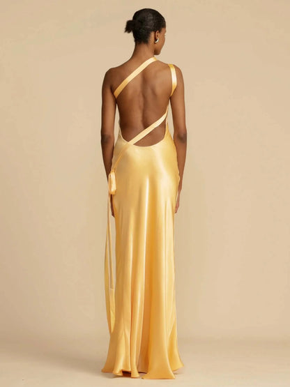 Sleeveless Asymmetric Neck Dress