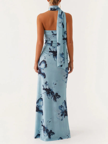 Floral Print Off-the-shoulder Maxi Dress