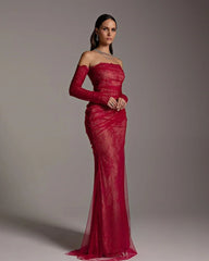 Sparkle Net Pleated Mermaid Dress