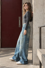 Vintage Washed Distressed Straight Leg Jeans