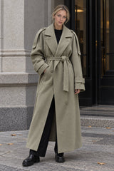 Turn-Down Collar Lace-Up Loose Overcoat